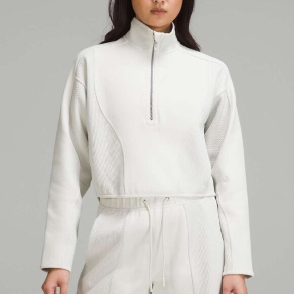 lululemon athletica Tops - Lululemon Mixed Fabric Half-Zip Pullover Bone Size S